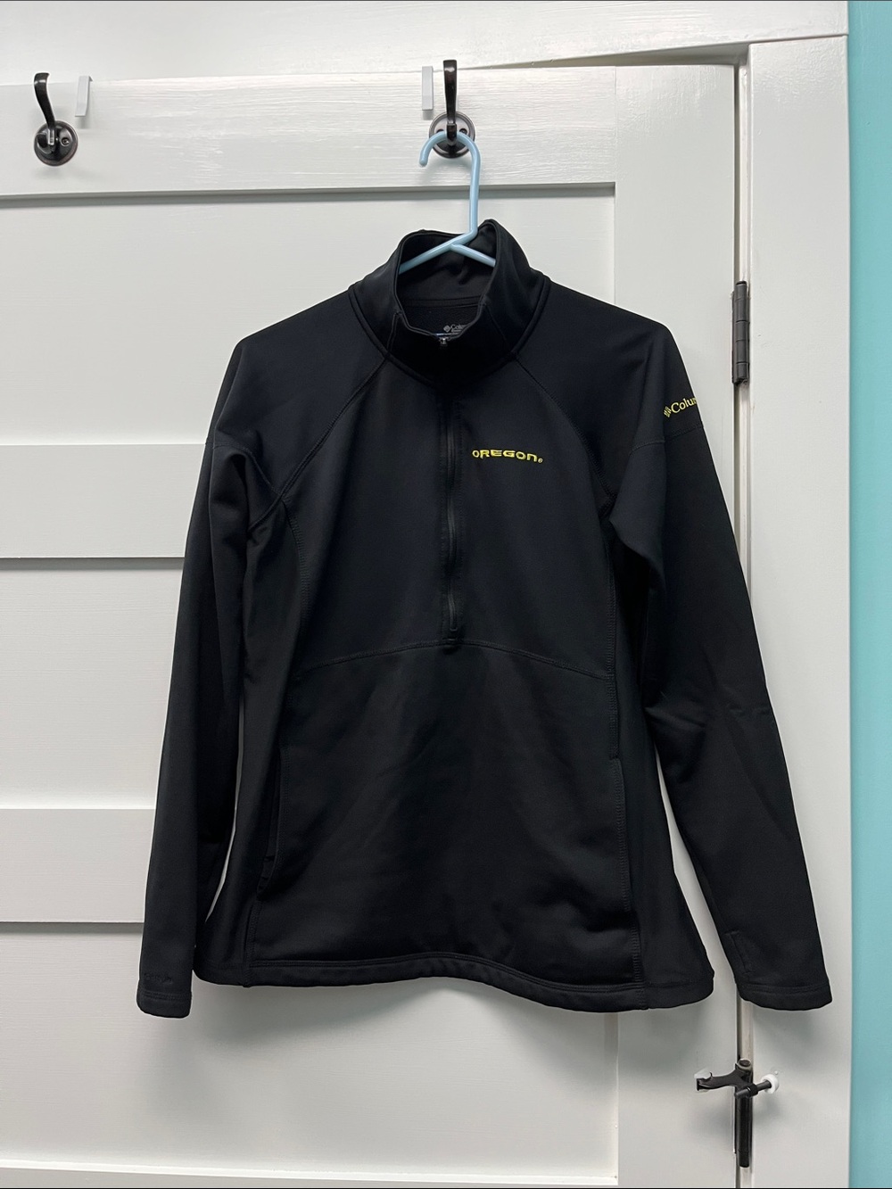 Columbia Black Half-Zip Pullover with Yellow Oregon Logo